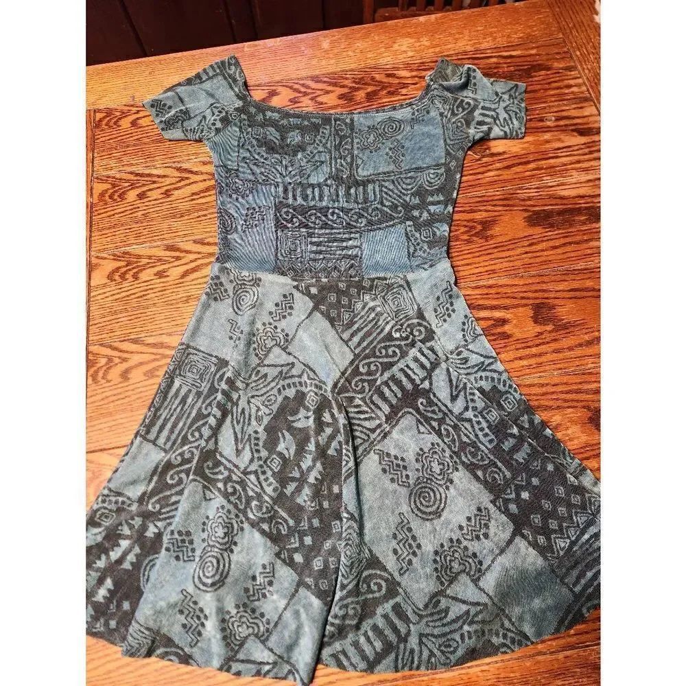 Reformation blue SWIRLY PATTERN SLINKY MINI dress sz XS/S